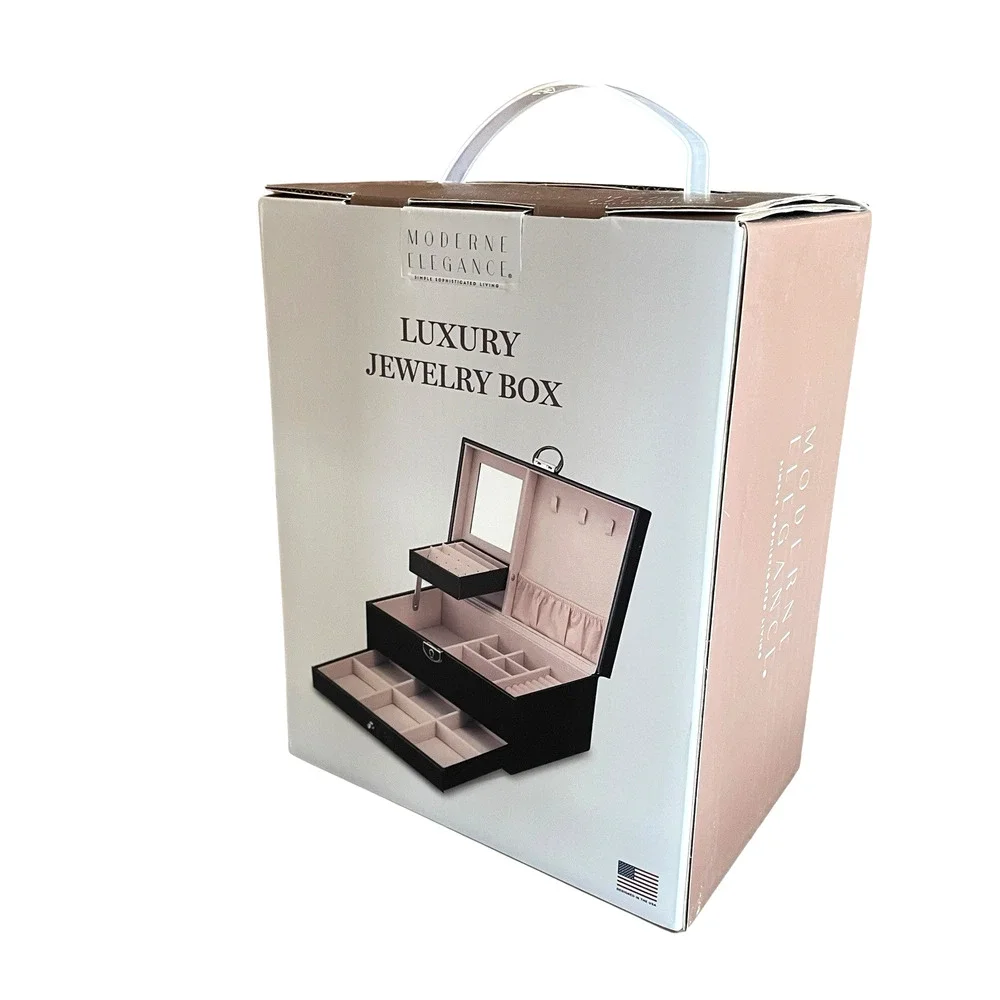 MODERNE ELEGANCE Luxury Jewelry Box Faux Leather Lock & Key BRAND NEW IN BOX